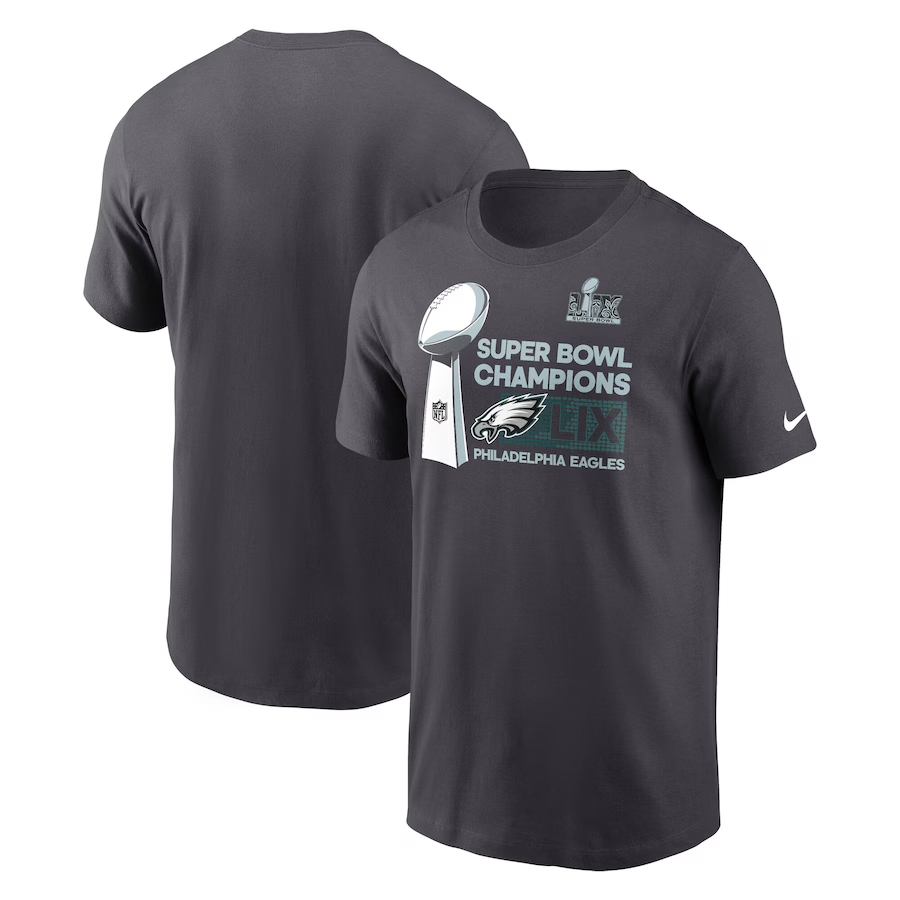 Men's Philadelphia Eagles Anthracite Super Bowl LIX Champions Locker Room Trophy Collection T-Shirt Men's Philadelphia Eagles Anthracite Super Bowl LIX Champions Locker Room Trophy Collection T-Shirt